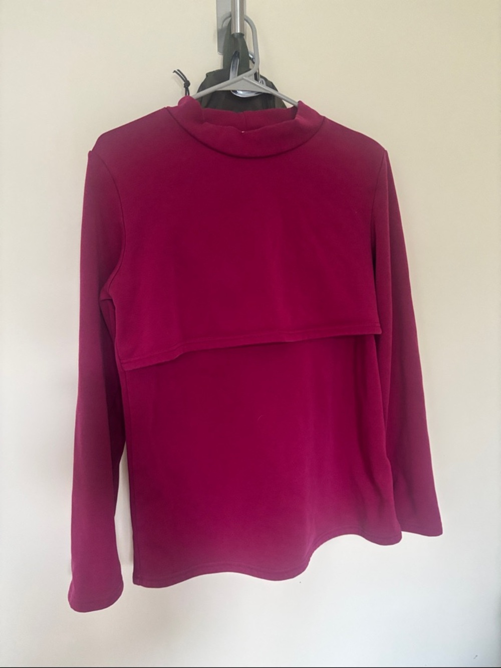 Women's Nursing Long Sleeve Mock Neck Top in Deep Berry